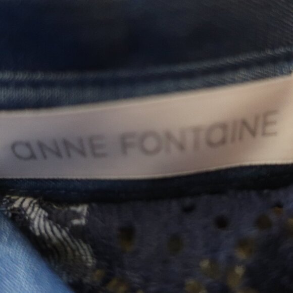 Womens Anne Fontaine Blue Navy Lace Blouse Top 36 US (0-2) - Picture 11 of 13